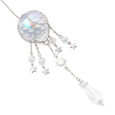 Glass & Acrylic Cone & Round Hanging Suncatchers HJEW-JM04570-02-1