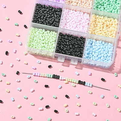 90g 9 Colors Glass Frosted Seed Beads SEED-YW0002-53A-1