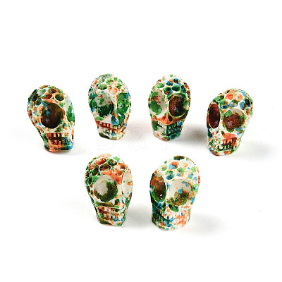 Spray Painted Resin Beads Strands RESI-N041-01C-1