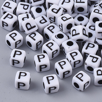 White Opaque Acrylic Beads X-MACR-R869-02P-1