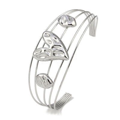 Non-Tarnish 304 Stainless Steel Hollow Open Cuff Bangles BJEW-Q348-03P-08-1