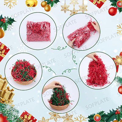 4 Sets 2 Colors Christmas Themed Paper Shredded Paper Filler OCOR-SP0001-04-1