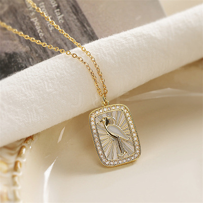 Brass Micro Pave Clear Cubic Zirconia Medal Pendant Necklaces FS-WGD45DE-04-1