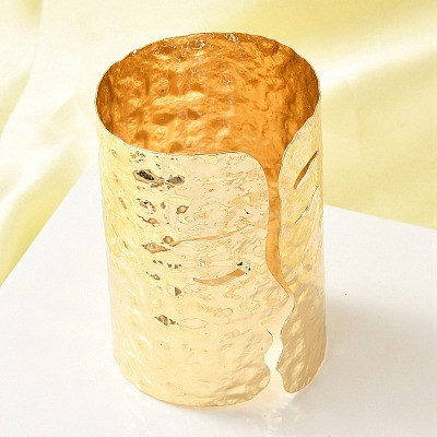 Textured Alloy Open Cuff Bangles for Women LS-BJEW-K272-04G-1