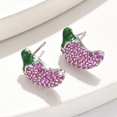 Brass Micro Pave Cubic Zirconia Stud Earrings EJEW-Q015-13P-02-1
