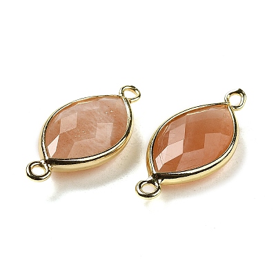 Natural Sunstone Faceted Connector Charms G-K347-03G-01-1