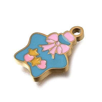 304 Stainless Steel Enamel Pendants SA-CBAA2E4-01F-G-1