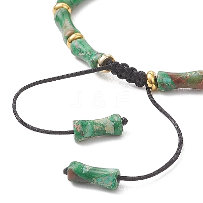 Natural Dyed Imperial Jasper & Brass Beads Braided Bead Bracelets BJEW-JB13418-02-1
