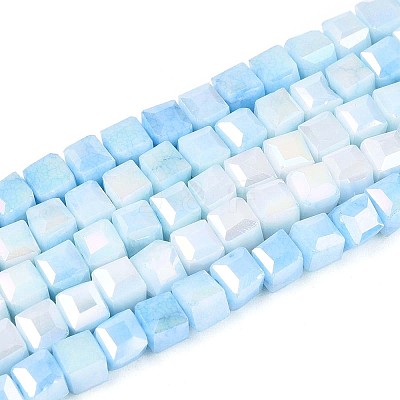 Anti-Tarnish Electroplate Glass Beads Strands GLAA-T025-4mm-10F-1