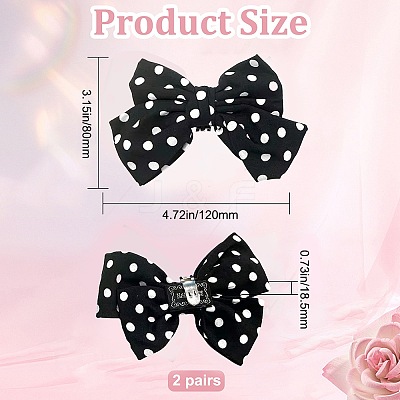Polka Dot Bowknot Detachable Polyester Satin Shoe Decorations DIY-WH0410-44C-1