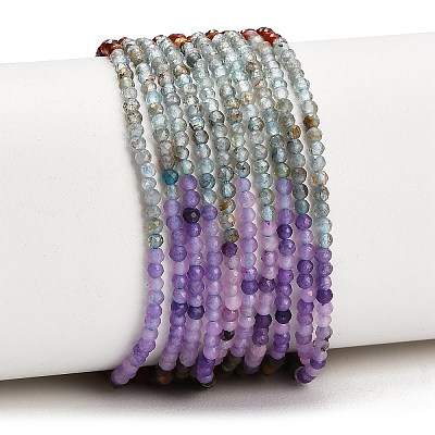 Gradient Color Natural Apatite & Carnelian & Dyed White Jade Beads Strands GG-CBA1668-A07-2mm-1