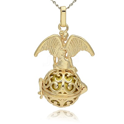 Golden Tone Brass Hollow Round Cage Pendants KK-J242-08G-1