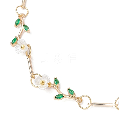Brass Micro Pave Cubic Zirconia Dangle Stud Earrings & Chain Necklace Sets SJEW-JS01323-1