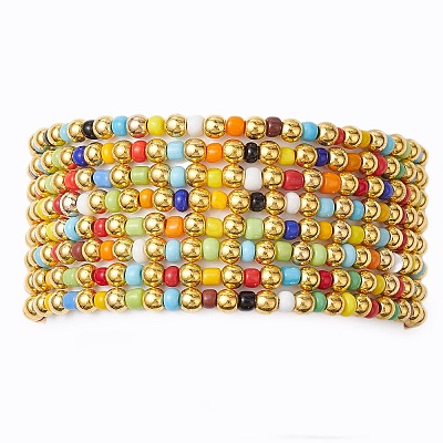 Glass Beads Beaded Stretch Bracelets BJEW-JB10958-1