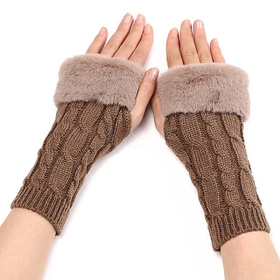 Acrylic Fibers Knitting Fingerless Gloves PW-WG53A2A-04-1