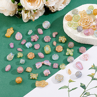 4Bags Frosted Transparent Acrylic Beads OACR-ME0001-42-1