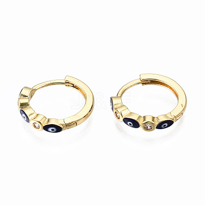 Brass Micro Pave Cubic Zirconia Huggie Hoop Earrings X-EJEW-T014-09G-01-NF-1