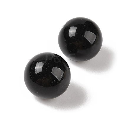 Natural Black Onyx(Dyed & Heated) No Hole Sphere Beads G-K353-04D-32-1