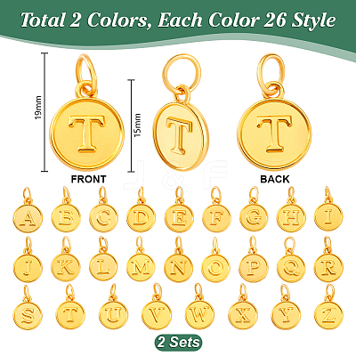 52Pcs 2 Colors Alloy Letter A~Z Pendants PALLOY-PH01857-1