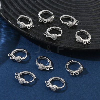 SHEGRACE Brass Micro Pave Clear Cubic Zirconia Hoop Earrings Findings XGR0153P-92P-1