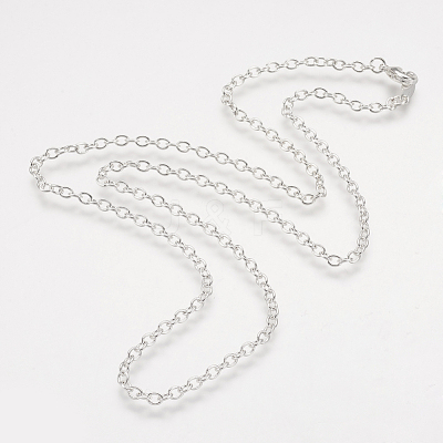 Brass Cable Chain Necklaces NJEW-R165-09S-1