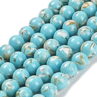 Assembled Synthetic Stone and Trochus Shell Beads Strands G-B128-08C-06-1