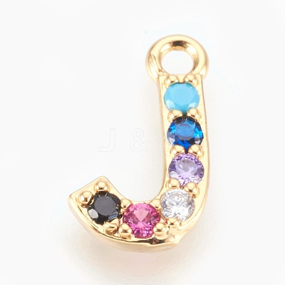 Brass Micro Pave Cubic Zirconia Charms ZIRC-F089-01G-J-1