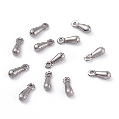 Tarnish Resistant Original Color End Piece 304 Stainless Steel Teardrop Charms Pendants X-STAS-G029-1-1