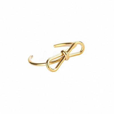 Stylish 304 Stainless Steel Bowknot Open Cuff Ring for Women Daily Wear LS-GB8358-2-1