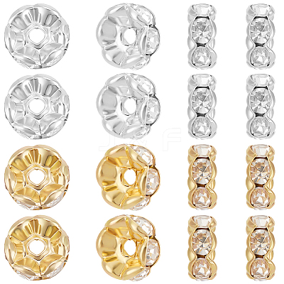 100Pcs 2 Colors Rack Plating Brass Rhinestone Spacer Beads KK-BBC0016-23B-1