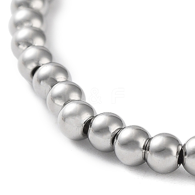 Non-Tarnish 316 Surgical Stainless Steel Round Beaded Stretch Bracelets BJEW-M305-01B-P-1