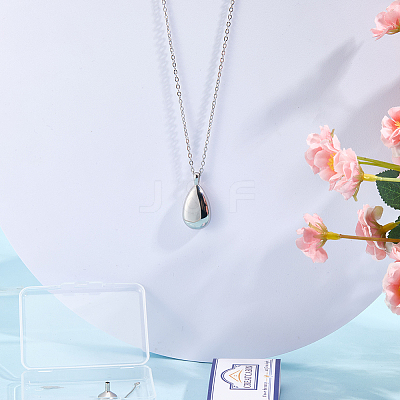 Teardrop 201 Stainless Steel Memorial Urn Ashes Pendant Necklaces DIY-CN0003-40P-1