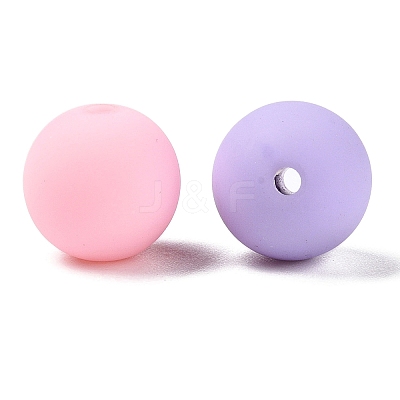 Rubberized Style Imitated Silicone Acrylic Beads MACR-T048-01B-14-1