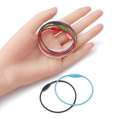 Spray Painted 201 Stainless Steel Wire Cable Keychains BJEW-YW0001-10A-1