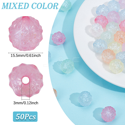 50Pcs Luminous Acrylic Beads OACR-SC0001-44-1