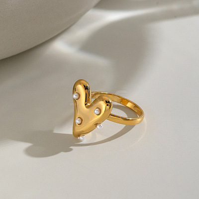 Heart 304 Stainless Steel Finger Rings for Women QD7769-1