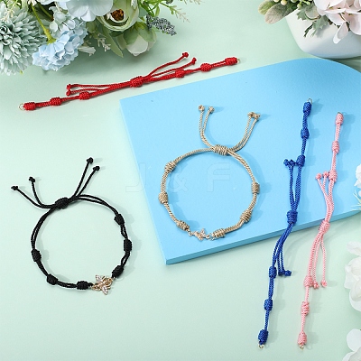10Pcs 5 Colors Adjustable Braided Nylon Cord Link Bracelet Making AJEW-SC0002-18-1