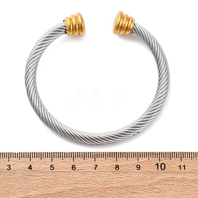 304 Stainless Steel Cuff Bangles BJEW-P310-11GP-1