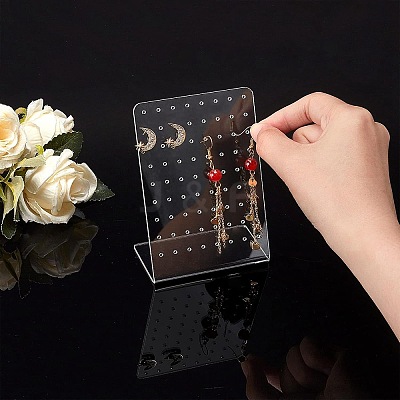 L Shaped Organic Glass Earring Display Stands ODIS-PH0001-51-WH-1