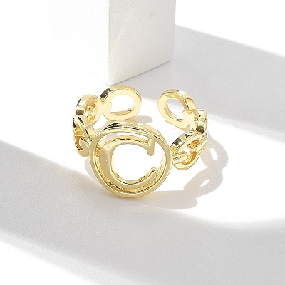 Brass Open Cuff Rings for Women RJEW-K289-01G-C-1