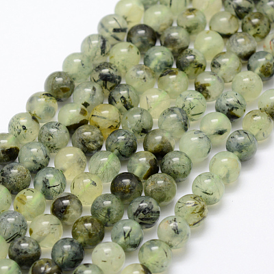 Natural Prehnite Beads Strands X-G-P322-48-8mm-1