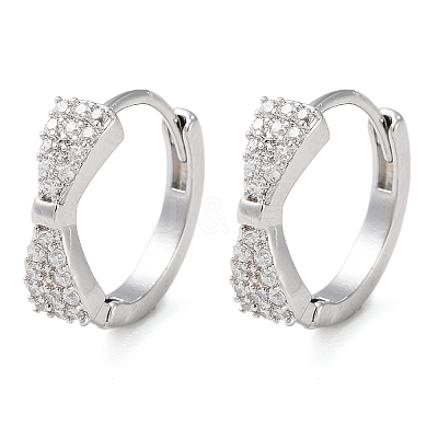 Brass Micro Pave Clear Cubic Zirconia Hoop Earrings EJEW-S234-03P-1