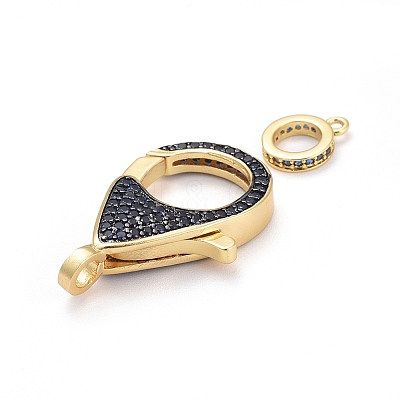 Brass Micro Pave Cubic Zirconia Lobster Claw Clasps ZIRC-K081-95G-01-1