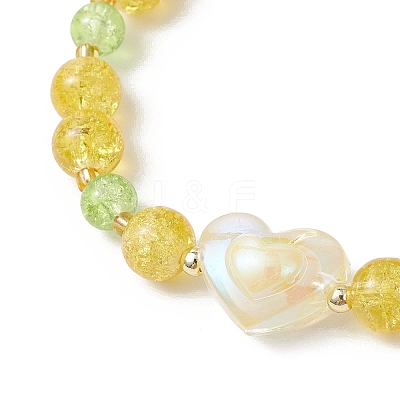 Spray Painted Crackle Glass Beads Stretch Bracelets for Women BJEW-MZ00201-02-1