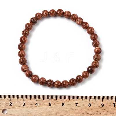 Synthetic Goldstone Bead Stretch Bracelets BJEW-K212-A-002-1