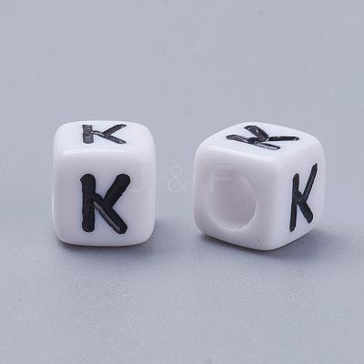 Letter K Letter Acrylic Cube Beads X-PL37C9308-K-1