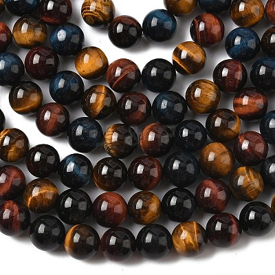 Natural Tiger Eye Beads Strands X-G-F173-14-10mm-1