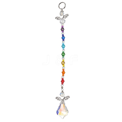 Angel Alloy & Glass Pendant Decoraton HJEW-JM02031-1
