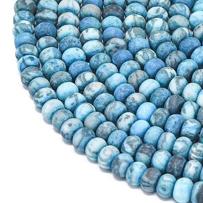 Dyed Natural Map Stone Beads Strands G-P575-A21-6x4mm-02-1