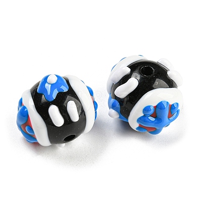 Hand Painted Acrylic with Enamel Beads MACR-K354-10-1